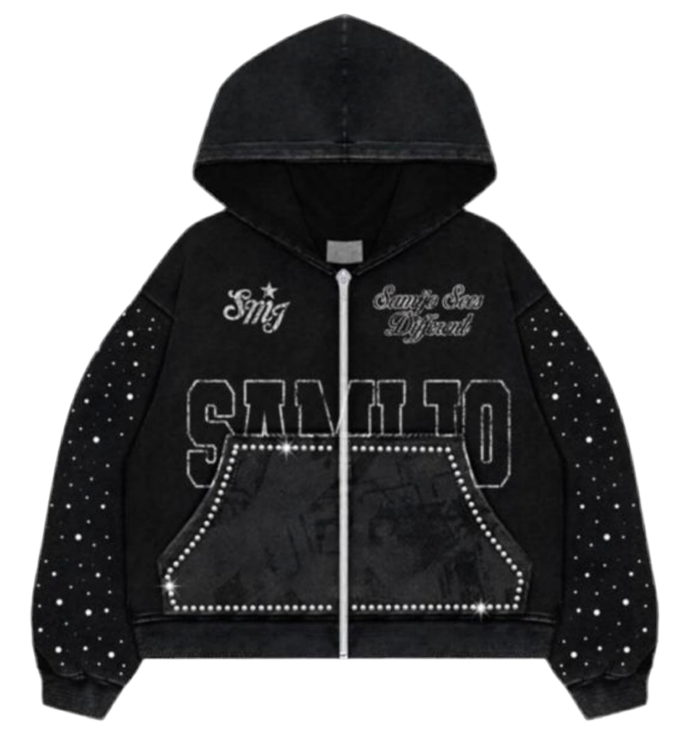 “BLACK” ART IN MOTION ZIP UP